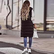 Lightweight Hooded Sleeveless Mid-Long Sleeveless Winter Coat for Ladies