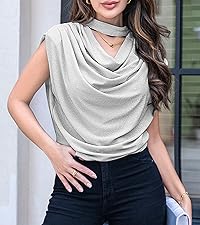 Women Sparkly Cowl Neck Tops