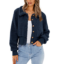 Women Button Down Sherpa Shacket Jacket Long Sleeve Faux Fur Warm Fall Winter Fuzzy Fleece Coats