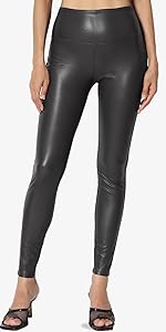 Stretchy Faux Leather Leggings Ultra High Waist Pleather Pants Black