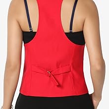 Dressy Casual Racerback Slim Suit Vest Waistcoat red back