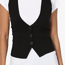 Dressy Casual Tuxedo Fully Lined Suit Vest Waistcoat Black FRONT