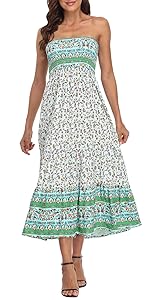 smock maxi ankle length dress boho floral