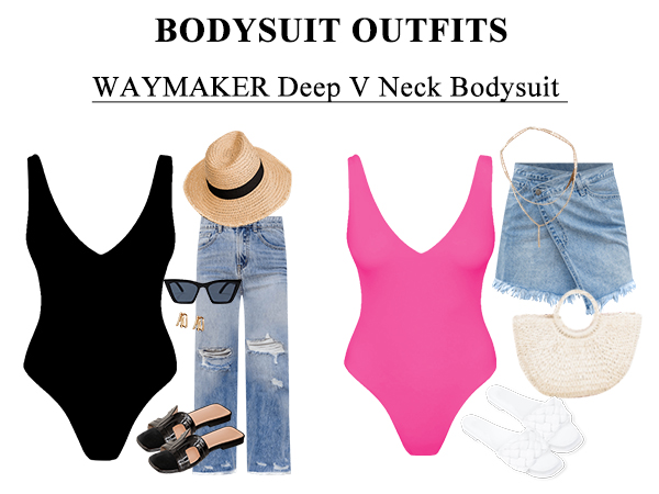 sexy deep v neck bodysuit for women