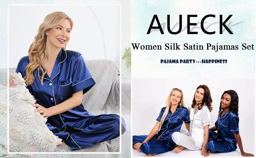 Womens Silk Satin Pajamas