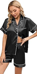 AUECK Womens Silk Satin Pajamas