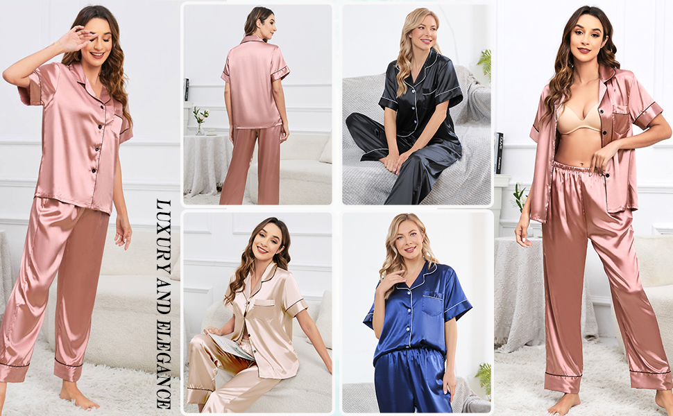 Womens Satin Pajamas