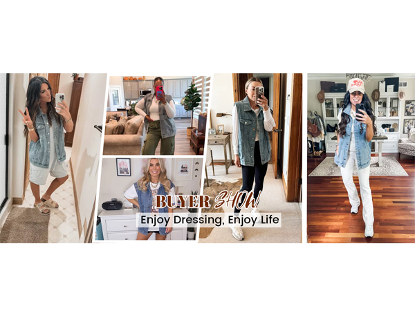 Lapel mid long boyfriend sleeveless denim vest jacket