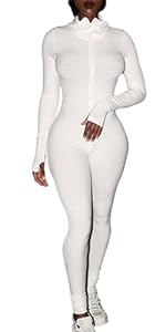 Long Sleeve High Neck Zipper Bodycon Tight Full Length Jumpsuits