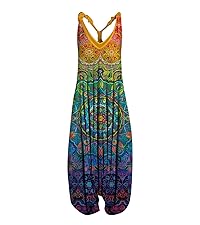 Jumpsuit For Women 2024 Plus Size Printed Loose Suspenders Ladies Summers Beach Overall