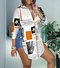 Women Newspaper Print Shirts