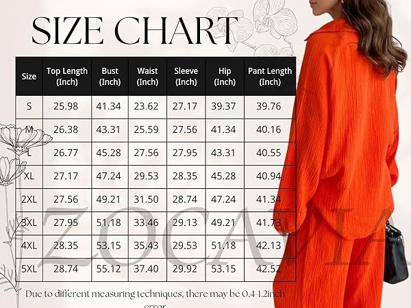 ZOCAVIA 2 Piece Womens Linen Pant Set Summer V Neck Long Sleeve Wide Leg Pant Suit 