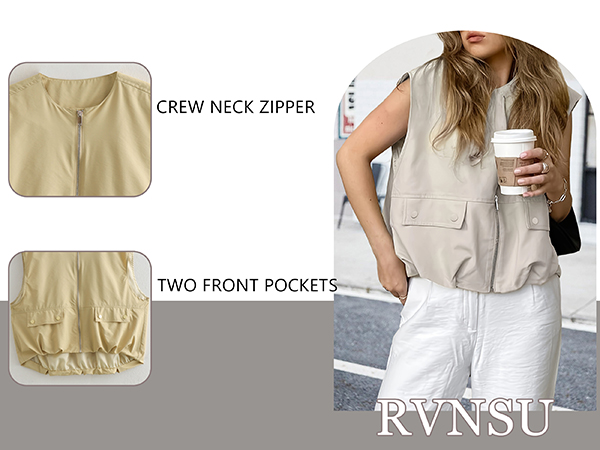 Oversized Zip Up Vest for Women