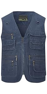 Dark Blue Classic Men Fishing Vest