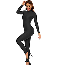 Womens Turtleneck Long Sleeve Dance Unitard One Piece Full Bodysuit