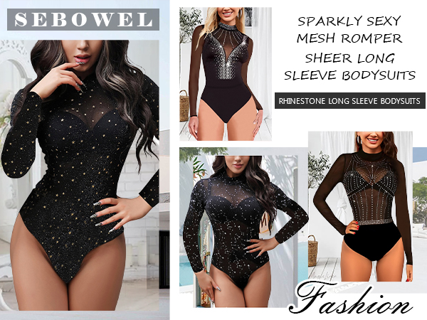 Rhinestone Mesh Bodysuit 