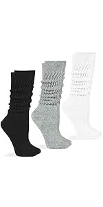 Jefferies Socks Womens Slouch Cotton Knit Socks 3 Pair Pack