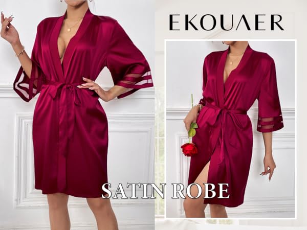 Ekouaer Satin Robes for Women