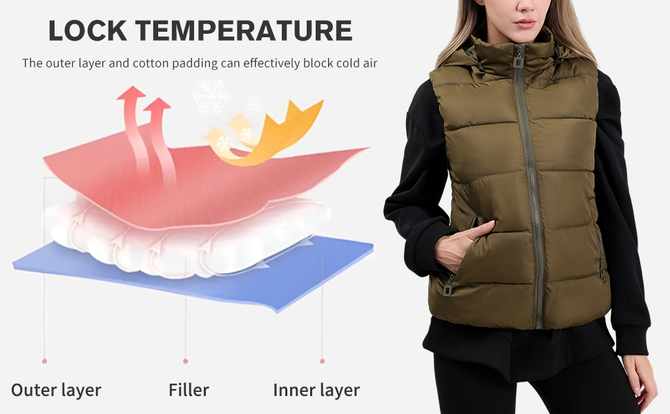 fashion winter warm zip puffer vest