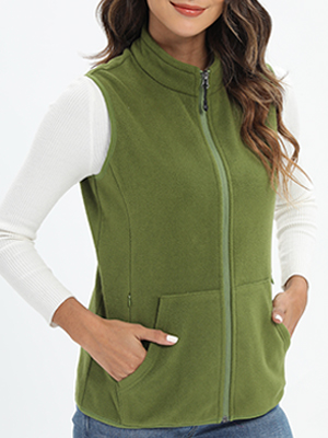 olive green vest for women ladies girls fashion casual outerwear sports outdoor running fleece soft