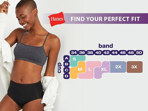 Find your perfect fit with the Hanes bra sizing chart