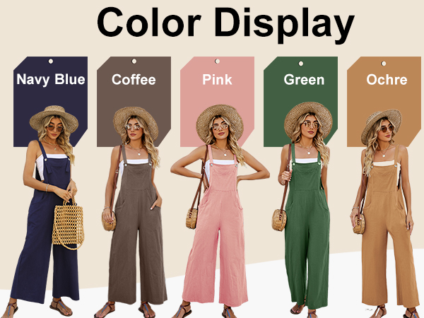 Womens Jumpsuits Overalls Wide Leg Casual Summer Outfits Rompers Jumpers Sleeveless Straps2024