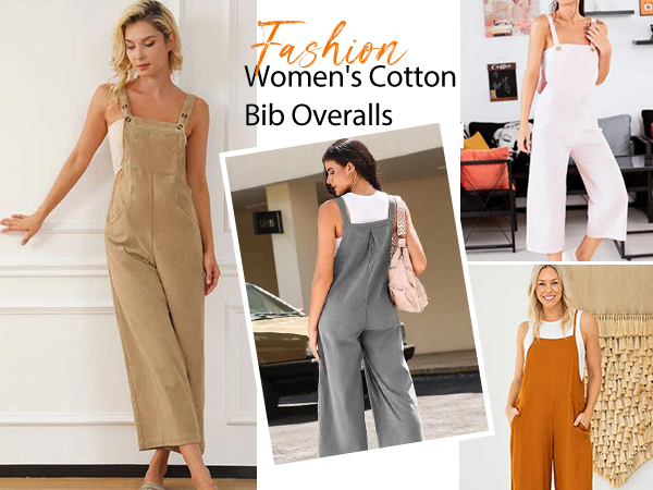 Women''s Fashion Baggy Loose Linen Overalls Jumpsuit Cotton Linen Material Loose Fit Overalls