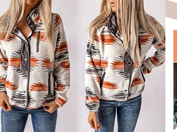 The fleece jacket aztec style for women