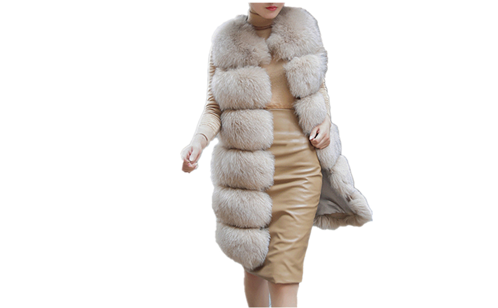 Women sleeveless faux fur vest