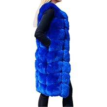 Women blue faux fur vest