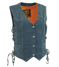 Milwaukee leather apparel denim cotton ladies women girl woman vest sleeveless motorcycle riding 