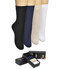 ELYFER Women Thin Bamboo Crew Dress Socks in Gift Box