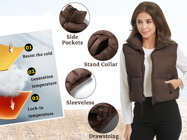 Sleeveless Warm Outerwear Vests Padded Gilet