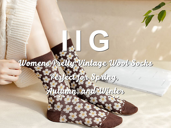 Pretty Vintage Wool Socks for Women & Girls knee high socks for women size 6-9 cozy socks for women