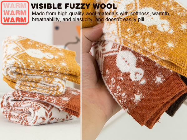 Visible fuzzy wool, made from high-quality wool materials fuzzy socks for women with grips