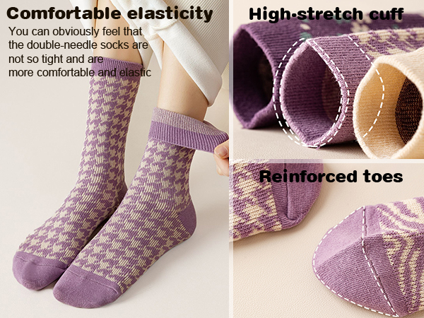 comfortable elasticity, the double-needle socks are not so tight warm fuzzy socks for women size 6-9