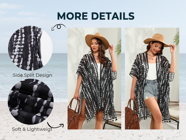 swim kimono coverup swimsuit kimono cardigan 3/4 sleeve