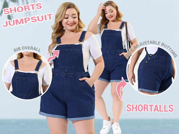 Plus Size Denim Overalls