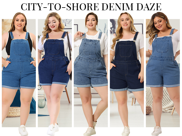 Plus Size Jean Denim Overalls 