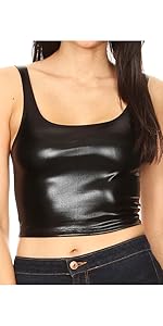 tank blouse top sleeveless stretchy liquid metallic simple basic essential solid sexy nice light