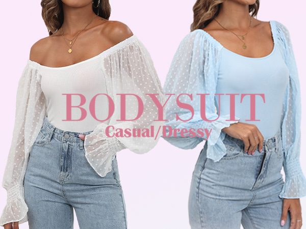 Cute Long Sleeve Bodysuits for women casual dressy