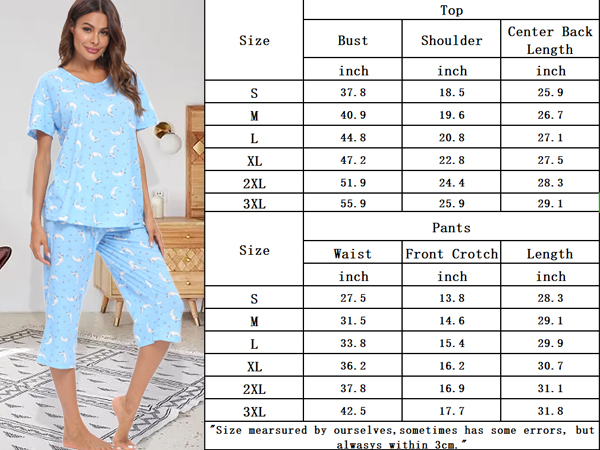 soft sleep set women capri short sleeve pajamas 