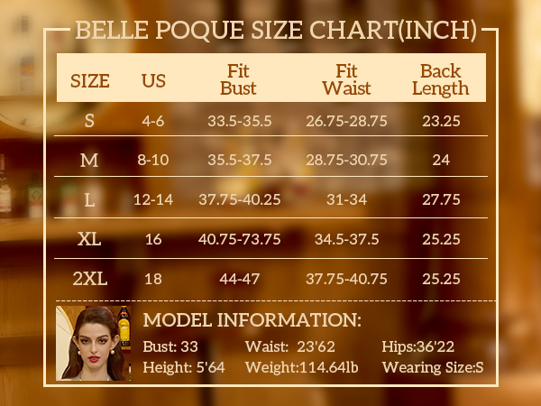 Belle Poque Vest Size Chart