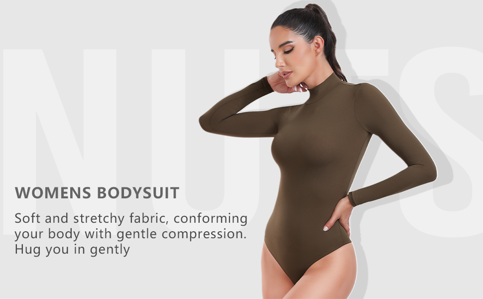 HeyNuts Women''s Double Layer Ultra Soft Long Sleeve Mock Turtleneck Bodysuit