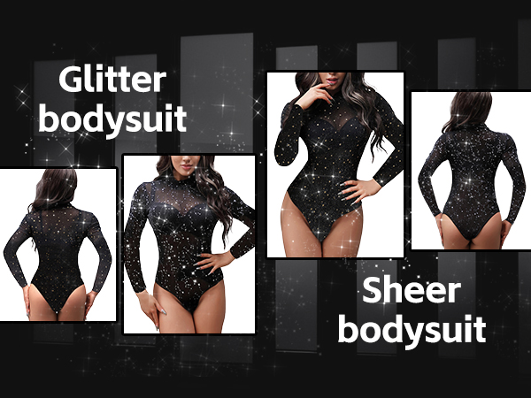 sheer mesh bodysuit tops