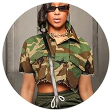 Womens 2023 Fashion Trendy Casual Short Sleeve Button Down Crop Jacket Summer Camo Shirt