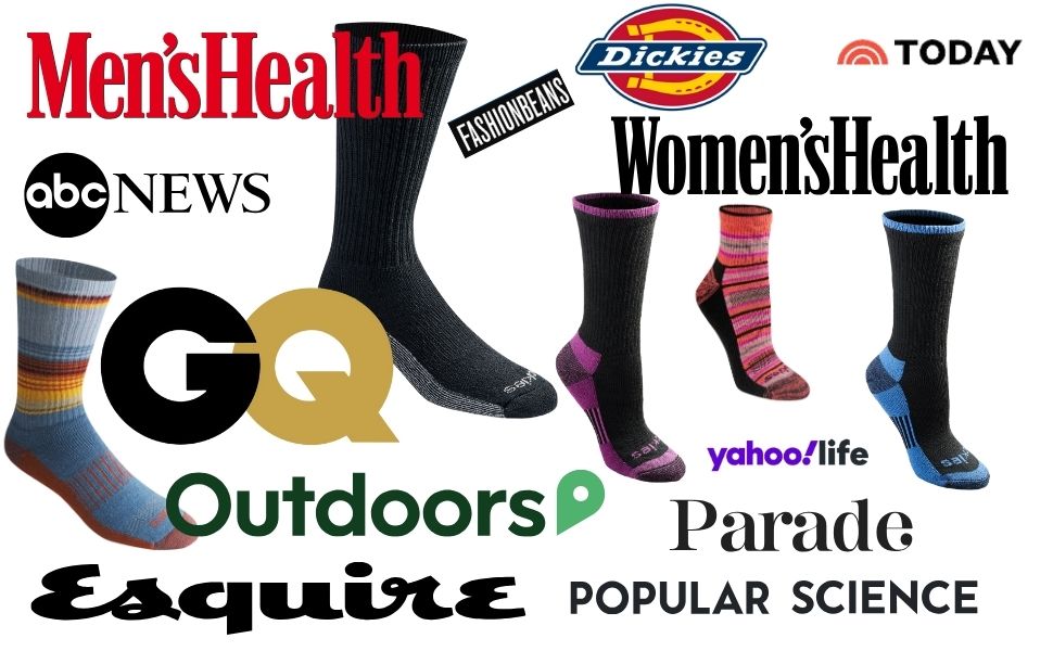 men&amp;#39;s and women&amp;#39;s socks with various magazine logos