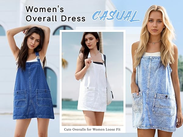 denim short overalls for women