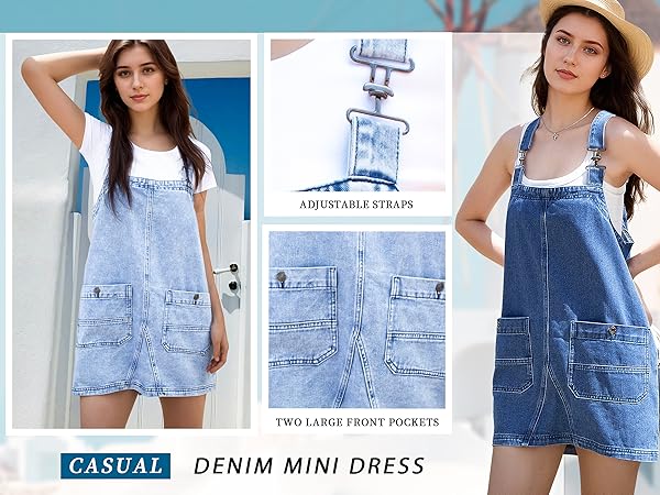 denim overall dress for women