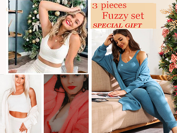 fuzzy set women loungewear 3 pieces outfits